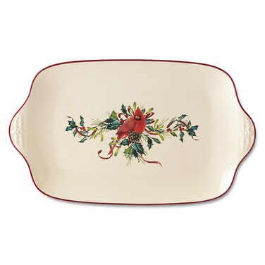 Lenox Winter Greetings Oversized Platter, 5.90 LB, Red &amp; Green