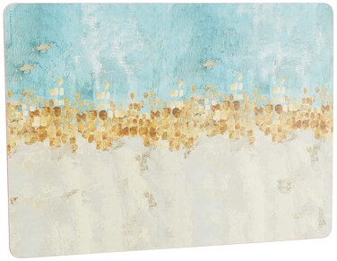 Creative Tops Golden Reflections Printed Large Cork-Backed Placemats, 40 cm x 29 cm - Gold (Set of 4)
