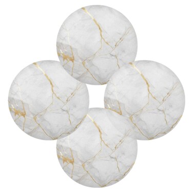 ATTX Golden Marble Texture Round Placemats for Dining Table, Circle Placemats, Place Mats for Kitchen Table Set for 4