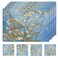 Moderry Set of 4 Heat Resistant Cork Placemats for Dining Table with Free Set of 4 Matching Drink Coasters Van Gough Blue Botanical Design 16 x 12 Inches Cork Backed Hard Placemats (Almond Blossoms)