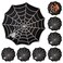 Spider Web Halloween Placemats Set of 8,Black Cloth Table Mats Heat-Resistant Washable for Party Kitchen Dining Decoration (13.77X13.77inch)