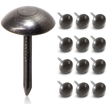 Zorveiio 200 PCS Black Upholstery Tack Thumb Tacks Push Pins, Metal Decorative Tacks Tack Nails for Furniture Cork Board Wall - 0.3" x 0.5