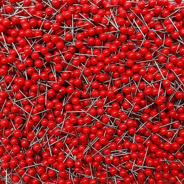 Migk Map Tacks 1/8-Inch Bead Head Push Pins Small Pushpins, 100 Pieces (Red)