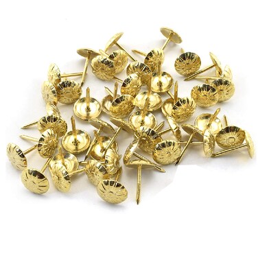 Antique Upholstery Tacks, OZXNO 50 PCS Daisy Decorative Nails 7/16-Inch Round Head Thumb Furniture Pushpins for Sofa Cork Board Message Board Photo Walls - Bronze