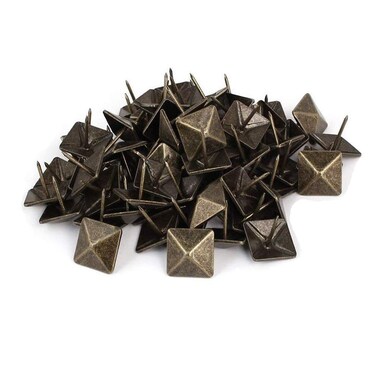 S SYDIEN 100Pcs Bronze Upholstery Tacks Square Head Bubble Nails Upholstery Nails Furniture Thumb Tacks Hardware Decorative Square Nails for House Building Kitchen 19mmx20mm