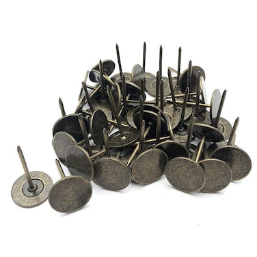 S SYDIEN 50Pcs Flat Head Upholstery Tacks 19mmx30mm Furniture Decor Tacks Flat Push Pins Flat Thumb Tacks for Sofa Door Decoration, Bronze