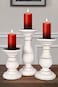 Set of 3 Wooden Pillar Candle Holders, Ideal for LED and Pillar Candles, Gifts for Wedding, Party, Home, Spa, Reiki, Aromatherapy, Votive Candle Gardens - 10 Inch, 8 Inch, and 6 Inch - Antique White