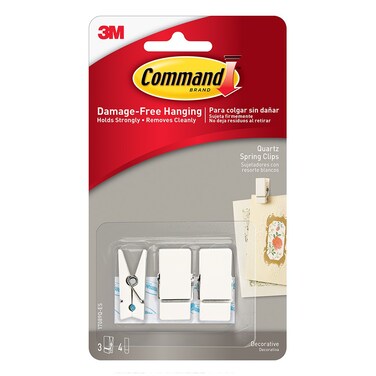 Command Strips 17089Q-ES Small Quartz Spring Clip 3 Clips 4 Strips