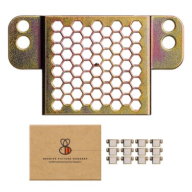 Beehive Picture Hangers Fully Adjustable Picture Hanging Kit Includes Our Unique Picture Hanging Tool and Requires No Measuring to Hang Wood Frames Artwork Canvases On Drywall 50 Pc Kit Hangs 6 Frames
