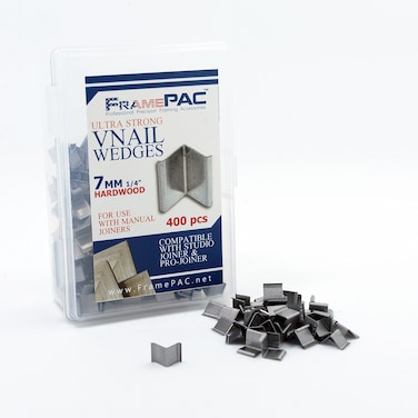 FramePac V Nails for Picture Frames Hardwood 7mm (1/4 Inch) [400 V-Nail Pack, Loose] - (for use in Manual V Nailer for Picture Framing, Hand V Nailer for Picture Frames, Manual Picture Frame Joiner)