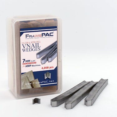 FramePac V Nails for Picture Frames Hardwood (AMP) 7mm (1/4 Inch) [4000 V-Nail Pack, Stacked] - (for use in Automatic V Nailer for Picture Framing, Automatic V Nailer for Picture Frames)