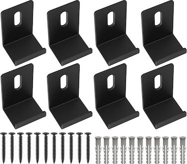 Metal Mirror Clips Wide Channel Mirror Holder Clips Heavy Mirror for Frameless Mirror Clips Wall Mounting Hanger for Mirror Tile Picture Frame Mirror Hanging Hardware Kit (Black, 3/4 Inch)