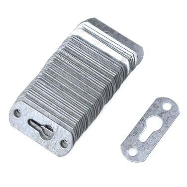 Geesatis 50 pcs Keyhole Hangers Heavy Duty Single Hole Hanging Plates Metal Picture Hanger, with Mounting Screws, 43 x 16 mm, Silver, Flat Surface