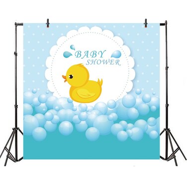 Leyiyi 5x5ft Photography Backdrop Rubber Duck Baby Shower Background Bubble Bath Water Drops Room Interior Decor Birth Celebration Wallpaper Duckling Swimming Photo Portrait Vinyl Video Studio Prop