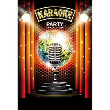 CSFOTO 6x8ft Karaoke Party Backdrop Night Show Microphone Karaoke Birthday Party Background Karaoke Birthday Decorations Banner Singing Party Backdrop Adults Kids Photo Wallpaper