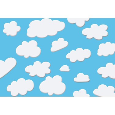 Laeacco 10x6.5ft Cartoon Blue Sky White Clouds Background Cute Clouds Kids Birthday Party Background Newborn Baby Shower Dessert Table Banner Boy Baby Shower Party Decoration Children Photo Studio