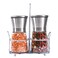 Salt and Pepper Grinder Set of 2 - with Stainless Steel Stand - Adjustable Coarseness Salt Grinders and Mills Refillable - Salt and Pepper Mill with Ceramic Grinding Core and Durable Glass&iuml;&frac14;&circ;Short)