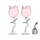 JMOREGO Creative Rose Flower Wine Glasses Crystal Red Wine Glasses, Goblet Wine Cocktail Juice Glass for Party Wedding Festival Bar Celebration,Stainless steel champagne red wine stopper (Pink)