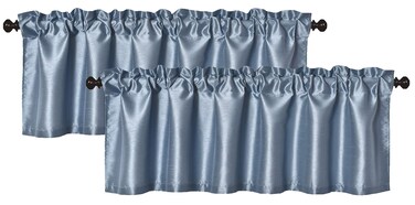 Aiking Home (Pack of 2) Solid Faux Silk Window Valance, 56 by 16 Inches, Slate