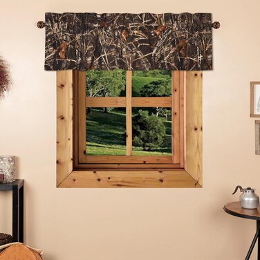 VISI-ONE Realtree Max 4 Camo Window Valances (88" x 18") - Enhance Your Farmhouse Kitchen Curtains, Bedroom or Living Room Decor with Rustic Hunting Camouflage Valance