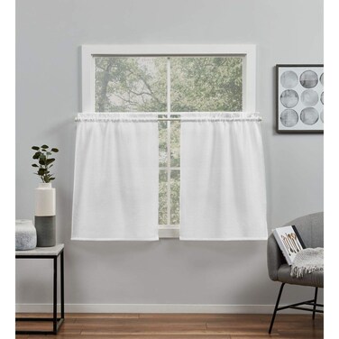 Exclusive Home Curtains Loha Light Filtering Rod Pocket Tier Curtain Panel Pair, 26"x24", Winter, Set of 2