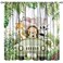 Jungle Safari Baby Curtains, Safari Animals Tropical Natural Green Plants Branches Leaves Floral Print Window Treatments for Kids Boys Bedroom Party Decor, 42" W X 45" L