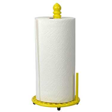 Sunflower Design Cast Iron Paper Towel Holder (Yellow), by Home Basics   Countertop Paper Towel Holder   Kitchen Paper Towels Holder with Tear-Arm and Non-Skid Feet
