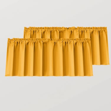 Yellow Valances for Windows Rod Pocket Mustard Curtains 18 Inches Long for Kitchen Bathroom Living Room