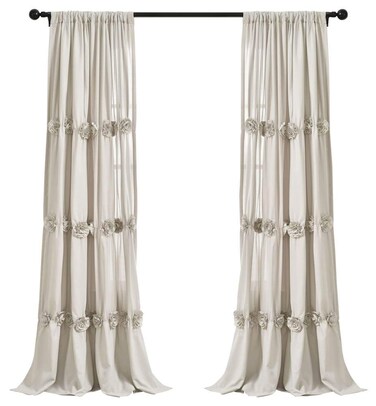 Lush Decor, Neutral Darla Window Curtain Single Panel, 84" x 40