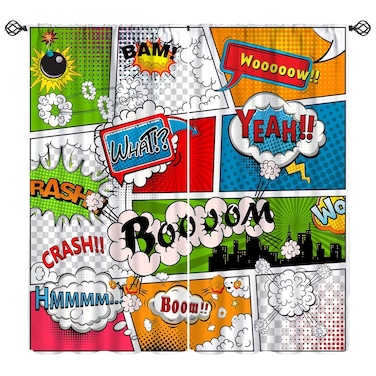 FengMingRui Cartoon Heroes Kids Window Curtains Comic Style Super City Blackout Window Treatment for Kids Boys Girls Bedroom Nursery Window Drapes 42" W X 45" L