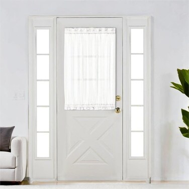 Spring Garden Home French Door Sheer Curtains Single Panel, Pure White Voile Small Glass Door/Half Door Window Curtains with Tieback (W25 x L40 inch,1 Panel)
