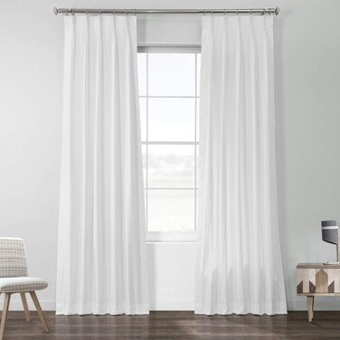 HPD Half Price Drapes Solid Cotton Pleated Sheer Curtains for Living Room 25 X 96 (1 Panel), PRCT-S19B-96-FP, Whisper White