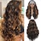 Brown Headband Wig 24 Inch Long Wavy Headband Wigs for Black Women Dark Brown Mix Blonde Highlights Loose Wave Headband Wig Synthetic Long Wigs for Women and Girls Daily Party Wear (Brown)