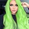 AFBeauty Neon Green Wig Pre Plucked Pastel Green Lace Front Wigs for Women Realistic Long Curly Wavy Synthetic Hair Soft Natural Hairline Heat Resistant Wig Daily Cosplay Party Costume 22 Inches