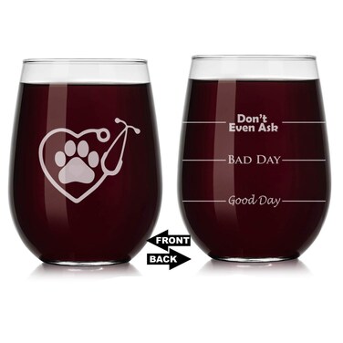 Or Something Wine Glass Mood Fill Lines Stethoscope Vet Tech Veterinarian (Stemless, 17oz)