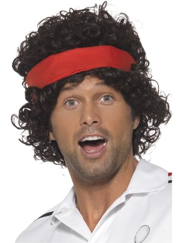 Smiffy's Adult Eighties Tennis Player Wig, Brown, One Size
