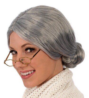 Kangaroo Grey Wig with a Bun, Elderly Wig, Old Lady Wig, Granny Wig, Granny Costume for Women, Grandma Costume Women, Old Lady Wigs, Grandma Wig, Old Lady Costume for Adults, Mrs Claus Costume Cosplay