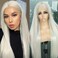 SAPPHIREWIGS 13&Atilde;&mdash;6 Platinum Blonde Lace Front Wigs Long Straight Hair #60 White Wig Synthetic Lace Front Wigs for Women Daily Party Halloween Use 26inch
