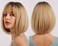 FIFIGO Blonde Bob Wig with Bangs Short Wigs for Women Ombre Straight Synthetic Natural Heat Resistant Fiber Wigs as Real Hair 14 inches for Daily Wear, Party, Costume, Cosplay