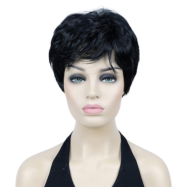 Lydell 6" Short Straight Wavy Black Women Wigs Hair Synthetic Full Wig