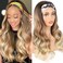 LEOSA Ombre Blonde Headband Wig Body Wave Ombre Platinum Wig Headbands for Women Blonde Wavy Wig Long Wavy Headband Wig Synthetic Headband Wigs