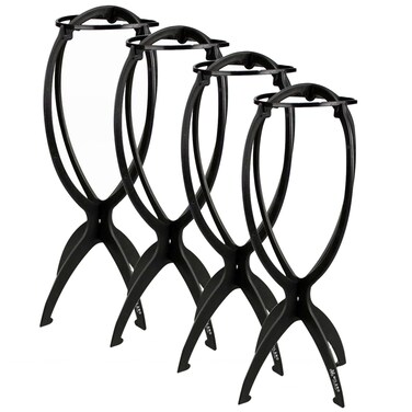 Milano Collapsible Wig Stand for Styling and Multiple Wig Holders, Portable, Perfect for Travel and Salons, 4-pack