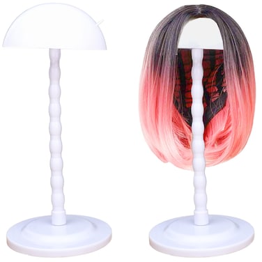 Kaiersi 2 PCS Wig Stand 14.1 Inches Portable Wig Holder Plastic Hat Display Wig Head Mushroom Top for Multiple Wigs Drying Styling Easy to Assembl No Slip Stable&iuml;&frac14;&circ;White