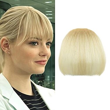 Shinon Fake Bangs Clip Fringe Human Hair Clip in Bangs Hair Bangs Extension Blonde/613 Color