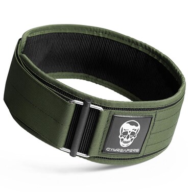 Gymreapers Quick Locking Weightlifting Belt for Bodybuilding, Powerlifting, Cross Training - 4 Inch Neoprene with Metal Buckle - Adjustable Olympic Lifting Back Support (Ranger Green, Medium)