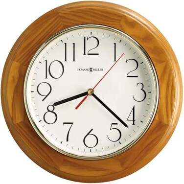 Howard Miller Dalton Gardens Wall Clock II 549-660 &acirc;&euro;&ldquo; 11.5-Inch Champagne Oak Finish, Round Brass-Finished Bezel, Natural Home Decor, White Dial, Quartz Movement Timepiece