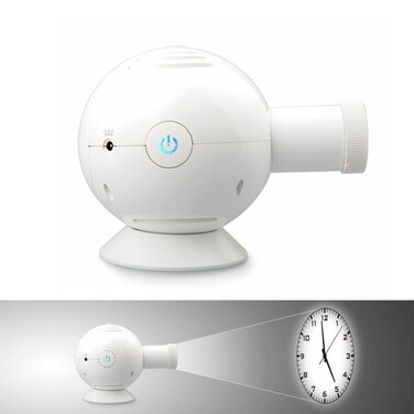 PolyGens Unique LED Analog Projection Clock with Night Light 360&Acirc;&deg; Rotating Brightness/Size Adjustable Desktop Ceiling Mount Projector Clock for Home Deco (White)
