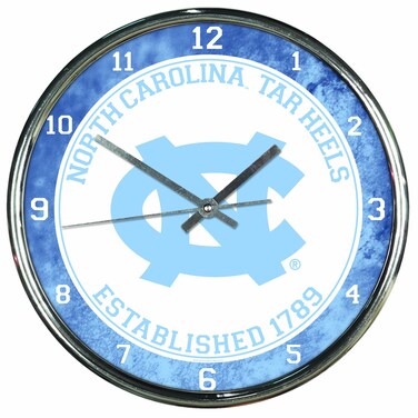 NCAA North Carolina Tar Heels Chrome Clock, 12" x 12