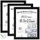 Framenow,8.5x11 Picture Frames Set of 3, Made of Real High Definition Glass and Solid Frame to Display Certificate or Pictures 8.5x11,To Wall and Tabletop Mounting, black. (8.5x11'')