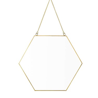 Dahey Gold Hexagon Mirror Wall Decor Small Decorative Mirror Hanging Mirrors for Wall Home Bathroom Bedroom Living Room, 11.81"X10.24", Small, Gold